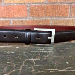 Perry Ellis Black Full Grain Cowhide Dress Belt Men's Size 40 Silver Buckle